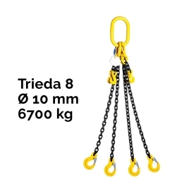 Čtyřpramenný řetězový vazák, oko-4 hák, zkracovač, nosnost 6700/4750 kg, G8-10, Certifikát, ČŽ